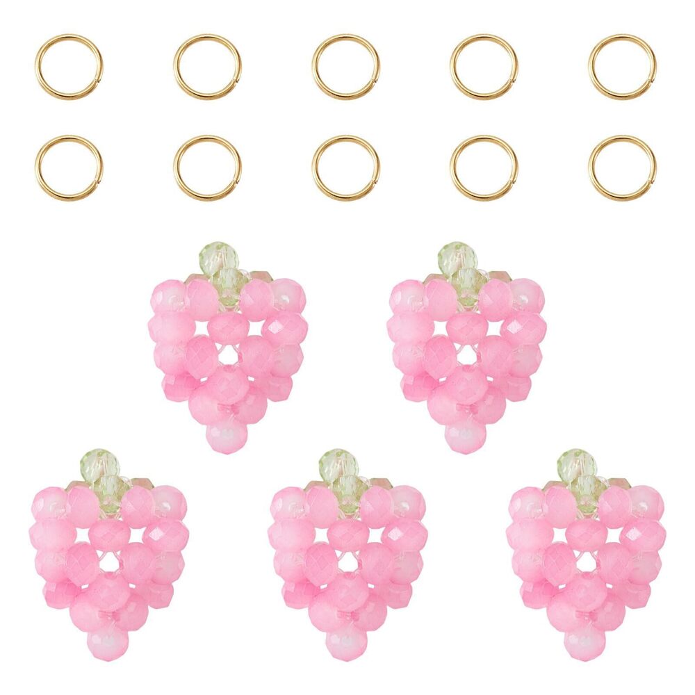 7441 5Pcs Strawberry Charms Cute Fruit Glass Pendants Crystal Glass Beaded